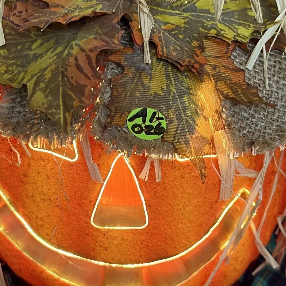 Vintage Halloween Pumpkin Scarecrow Fiber Optic Color Light Jack O Lantern 12